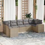 vidaXL 7-delige Loungeset met kussens poly rattan zwart