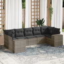 vidaXL 7-delige Loungeset met kussens poly rattan zwart