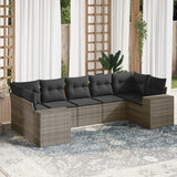vidaXL 7-delige Loungeset met kussens poly rattan zwart