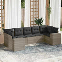 vidaXL 7-delige Loungeset met kussens poly rattan zwart
