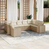 vidaXL 9-delige Loungeset met kussens poly rattan zwart