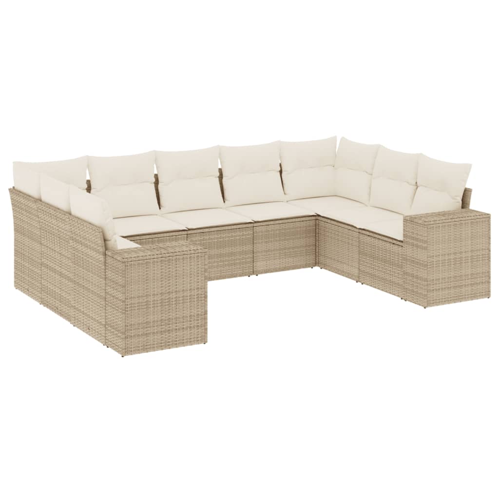 vidaXL 9-delige Loungeset met kussens poly rattan zwart