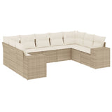 vidaXL 9-delige Loungeset met kussens poly rattan zwart