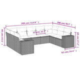 vidaXL 9-delige Loungeset met kussens poly rattan zwart