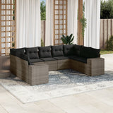 vidaXL 9-delige Loungeset met kussens poly rattan zwart