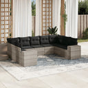 vidaXL 9-delige Loungeset met kussens poly rattan zwart