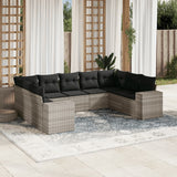 vidaXL 9-delige Loungeset met kussens poly rattan zwart
