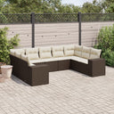 vidaXL 9-delige Loungeset met kussens poly rattan zwart