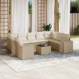 vidaXL 9-delige Loungeset met kussens poly rattan zwart