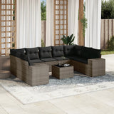 vidaXL 9-delige Loungeset met kussens poly rattan zwart
