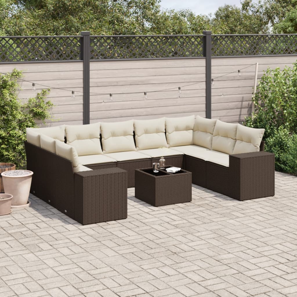 vidaXL 9-delige Loungeset met kussens poly rattan zwart