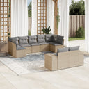vidaXL 9-delige Loungeset met kussens poly rattan zwart