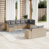 vidaXL 9-delige Loungeset met kussens poly rattan zwart