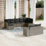 vidaXL 9-delige Loungeset met kussens poly rattan zwart