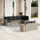 vidaXL 9-delige Loungeset met kussens poly rattan zwart