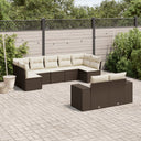 vidaXL 9-delige Loungeset met kussens poly rattan zwart