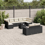 vidaXL 9-delige Loungeset met kussens poly rattan zwart