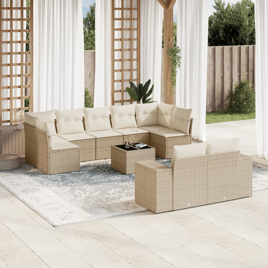 vidaXL 9-delige Loungeset met kussens poly rattan zwart