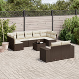 vidaXL 9-delige Loungeset met kussens poly rattan zwart