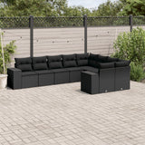 vidaXL 9-piece Lounge Set with Cushions Poly Rattan Black