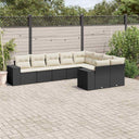 vidaXL 9-piece Lounge Set with Cushions Poly Rattan Black