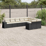 vidaXL 9-piece Lounge Set with Cushions Poly Rattan Black