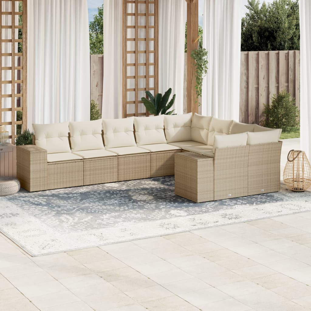 vidaXL 9-piece Lounge Set with Cushions Poly Rattan Black