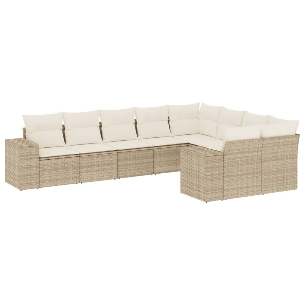 vidaXL 9-piece Lounge Set with Cushions Poly Rattan Black