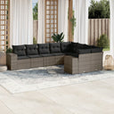 vidaXL 9-piece Lounge Set with Cushions Poly Rattan Black