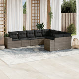 vidaXL 9-piece Lounge Set with Cushions Poly Rattan Black