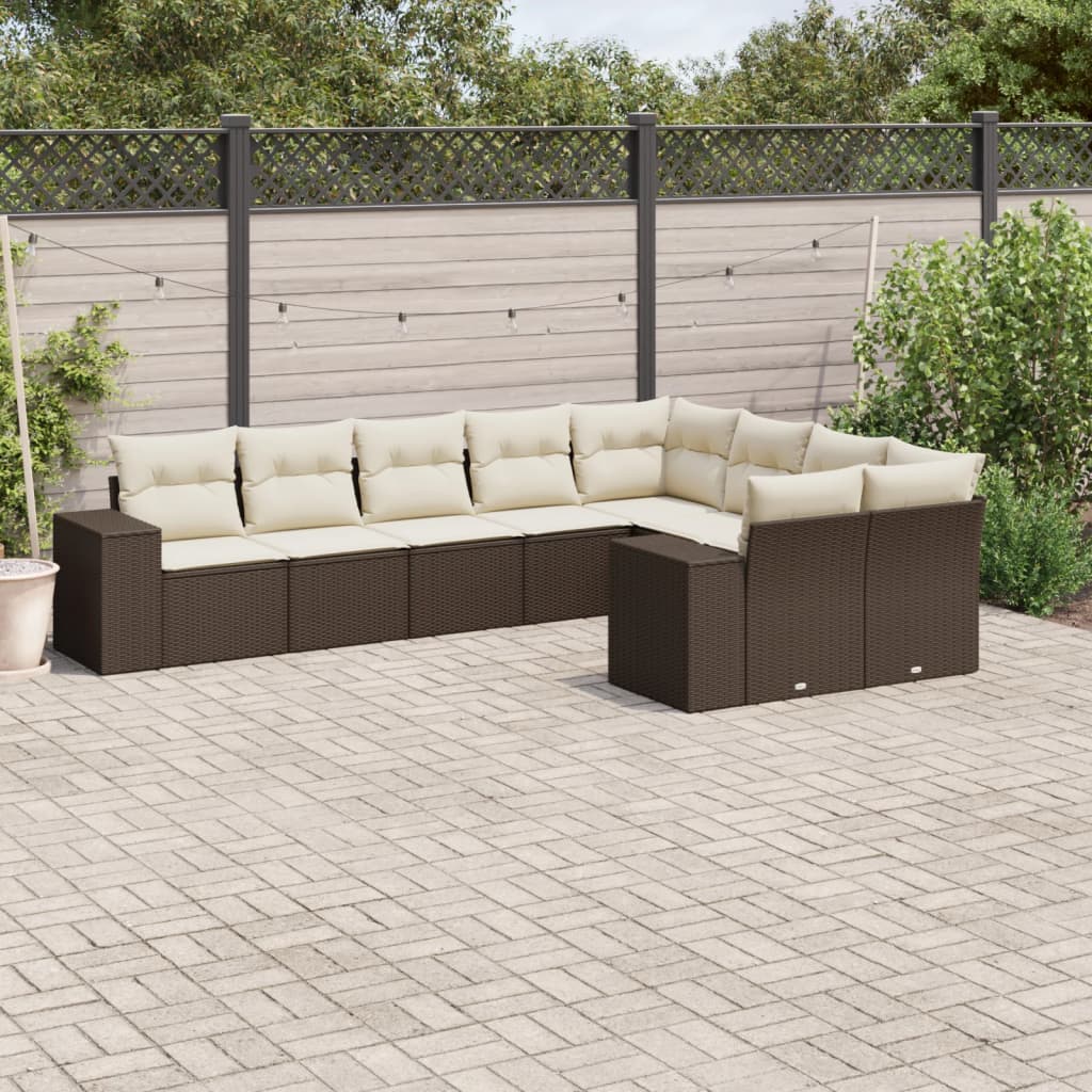vidaXL 9-piece Lounge Set with Cushions Poly Rattan Black