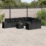 vidaXL 9-piece Lounge Set with Cushions Poly Rattan Black