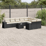 vidaXL 9-piece Lounge Set with Cushions Poly Rattan Black