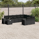 vidaXL 10-Piece Lounge Set with Cushions Poly Rattan Black