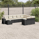 vidaXL 10-Piece Lounge Set with Cushions Poly Rattan Black
