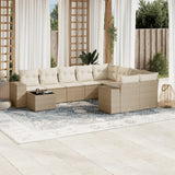 vidaXL 10-Piece Lounge Set with Cushions Poly Rattan Black