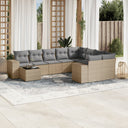 vidaXL 10-Piece Lounge Set with Cushions Poly Rattan Black