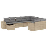 vidaXL 10-Piece Lounge Set with Cushions Poly Rattan Black