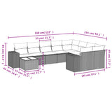 vidaXL 10-Piece Lounge Set with Cushions Poly Rattan Black