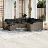 vidaXL 10-Piece Lounge Set with Cushions Poly Rattan Black