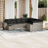 vidaXL 10-Piece Lounge Set with Cushions Poly Rattan Black