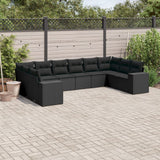 vidaXL 10-piece Lounge Set with Cushions Poly Rattan Black