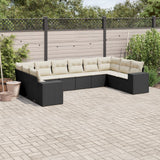 vidaXL 10-piece Lounge Set with Cushions Poly Rattan Black
