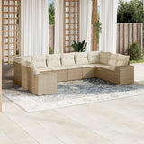 vidaXL 10-piece Lounge Set with Cushions Poly Rattan Black