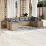 vidaXL 10-piece Lounge Set with Cushions Poly Rattan Black