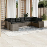 vidaXL 10-piece Lounge Set with Cushions Poly Rattan Black