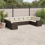 vidaXL 10-piece Lounge Set with Cushions Poly Rattan Black
