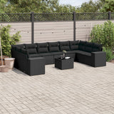 vidaXL 10-piece Lounge Set with Cushions Poly Rattan Black
