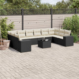 vidaXL 10-piece Lounge Set with Cushions Poly Rattan Black