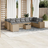 vidaXL 10-piece Lounge Set with Cushions Poly Rattan Black